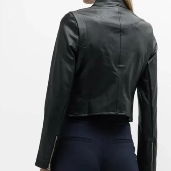 SPANX II Moto Luxe Black Leather Jacket